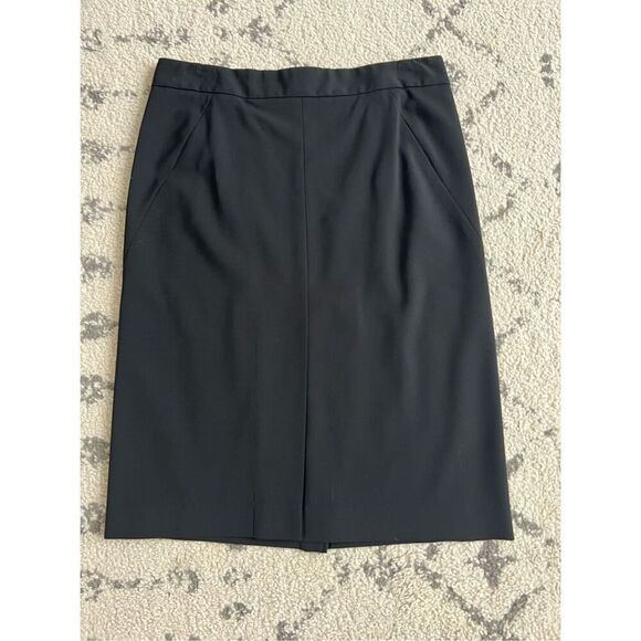 Theory Business Mini Skirt Womens 2 Black Wool Blend Stretch Pull-On Zip Casual - Picture 2 of 7